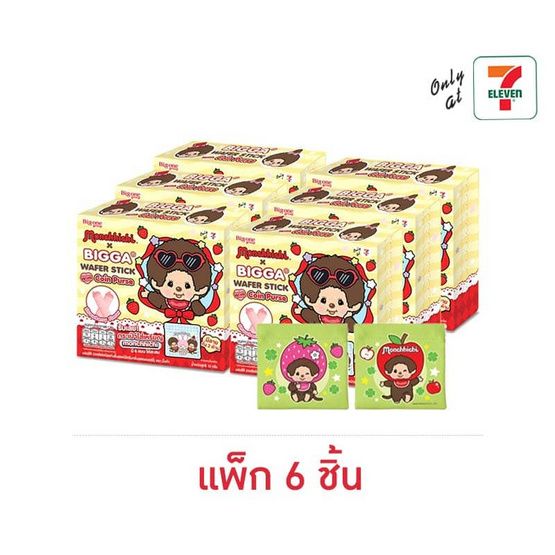 Big One — клубничные вафли + кошелёк Monchhichi, 15 г × 6