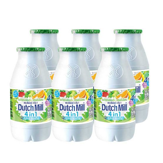 Dutch Mill — кисломолочный напиток, ассорти фруктов, 100 мл × 6