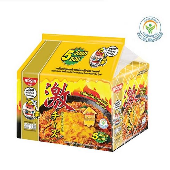 Nissin — лапша рамён, корейская острая курица с сыром, 60 г × 5
